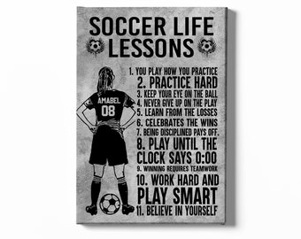 Personalized Soccer Life Lessons Canvas, Custom Soccer Poster, Football Art Print, Gift Ideas For Soccer's Player.