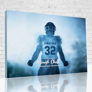 Personalized Football Gifts, Football Canvas Wall Art, Christian Gifts, Gifts For Men, Gifts For Boys, Wall Art For Living Room