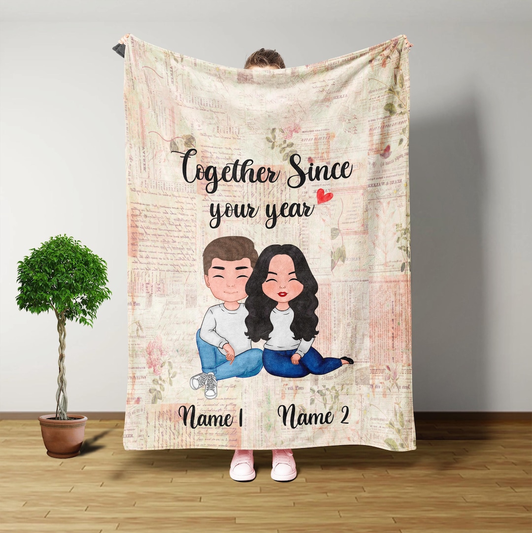 Custom Couple Blanket, Together Since Blanket, Gifts for Anniversary