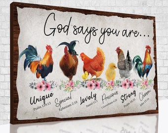 Chicken Canvas, God Says You Are Poster, Gift Ideas For Farmer, Gift For Christian, Jesus's Lover Gift.