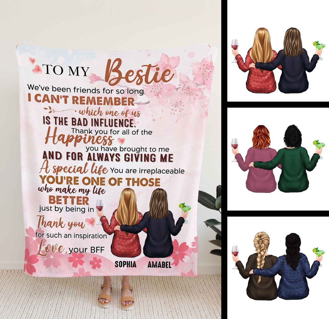 Blanket Customized, to My Bestie Blanket, Flower Blanket, Bestfriend