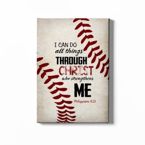 I Can Do All Things Through Christ Poster, Baseball Canvas, Gift Ideas For Christian, Baseball&#39;s Lover Gift.