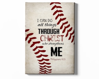 I Can Do All Things Through Christ Poster, Baseball Canvas, Gift Ideas For Christian, Baseball&#39;s Lover Gift.