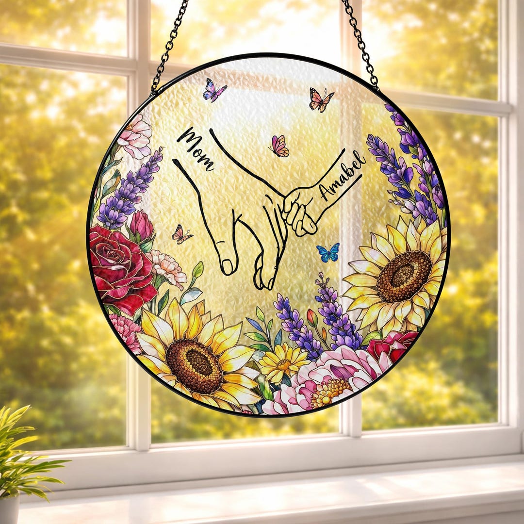 Personalized Mom Stained Glass Suncatcher Window Hanging Decor, Mothers ...