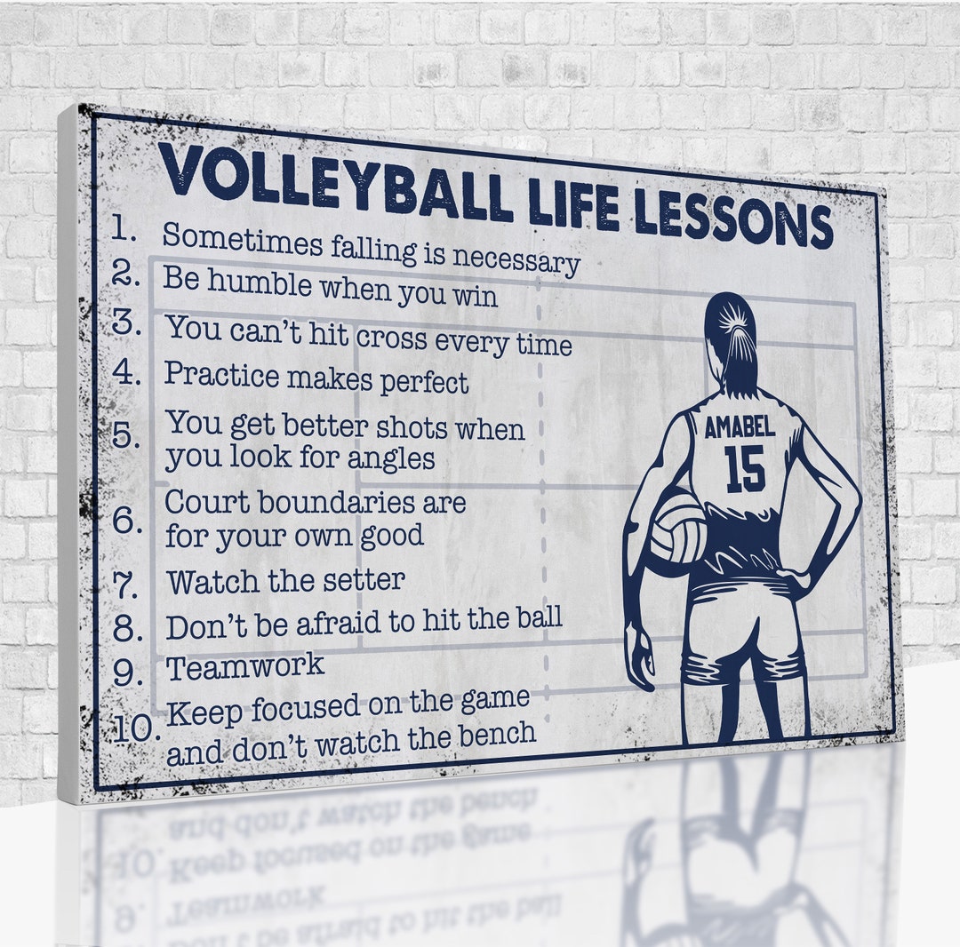 Volleyball Life Lessons Canvas, Custom Volleyball Poster, Sport Art
