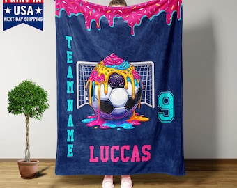 Custom Soccer Blanket, Gift For Team, Player Birthday Gift, Soccer Gifts, Boys Soccer Gifts, Girls Soccer Gift, Soccer Player Gifts
