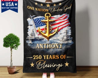 Manta patriótica de EE. UU. del 250.º aniversario, regalos militares de la Marina, manta con la bandera de EE. UU., regalo de decoración patriótica, decoración conmemorativa de 1776-2026