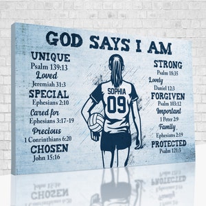 Volleyball Gifts, Personalized Gifts,  God Say I Am Canvas, Volleyball Poster, Inspirational Wall Decor, Gifts For Girls, Wall Decor