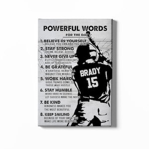 Powerful Word For The Day Poster, Personalized Baseball Canvas, Baseball Art Print, Gift For Baseball Player.