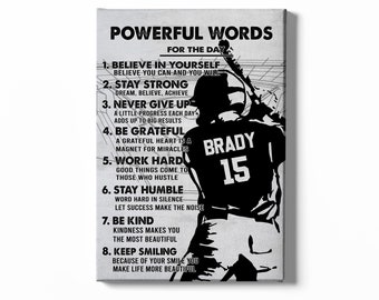 Powerful Word For The Day Poster, Personalized Baseball Canvas, Baseball Art Print, Gift For Baseball Player.
