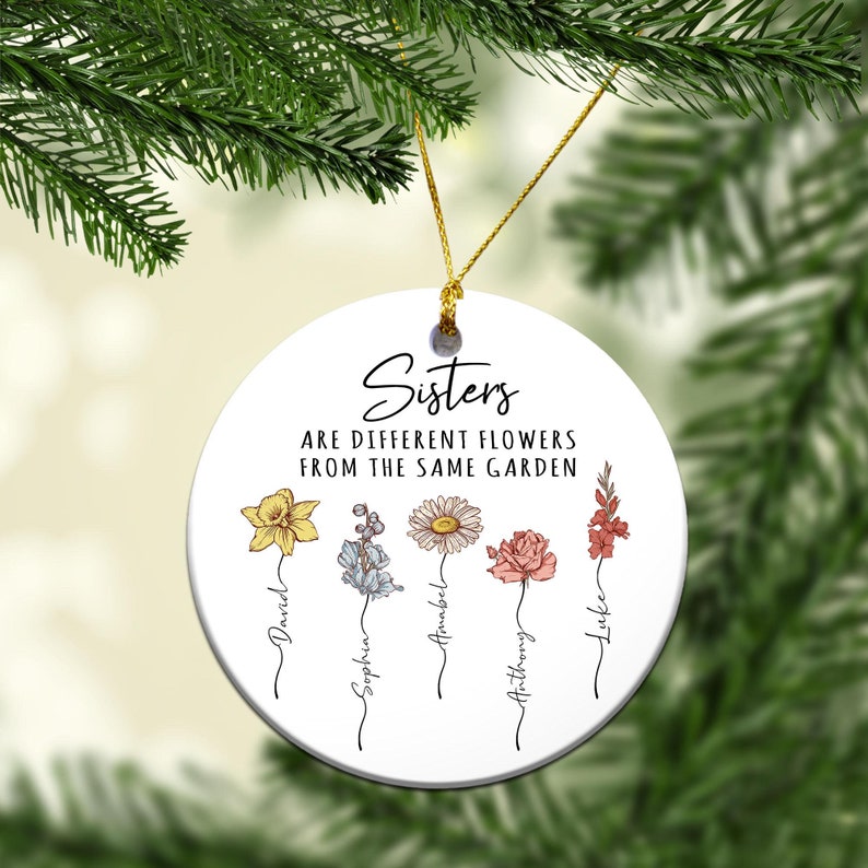 Sister Gifts, Sisters Are Different Flowers, Christmas Ornaments 2024