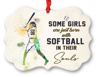Softball Ornament, Softball Gifts, Christmas Ornaments, Personalized Gifts, Softball Ornament Girl, Softball Team Gifts, Gifts For Girls