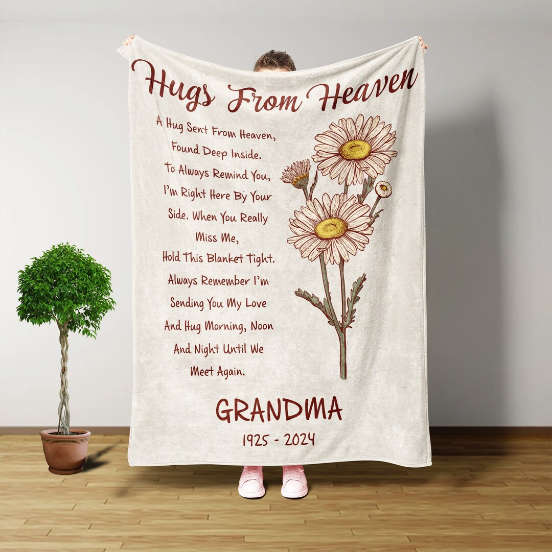 Custom Blanket, Hugs From Heaven Blanket, Throw Blanket, Best Bereavement Gifts, Sympathy Gifts ...