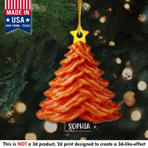 Personalized Bacon Tree Christmas Ornament 2025, Funny Gift Acrylic Keepsake Ornaments, Bacon Gifts, Camping Christmas Decorations