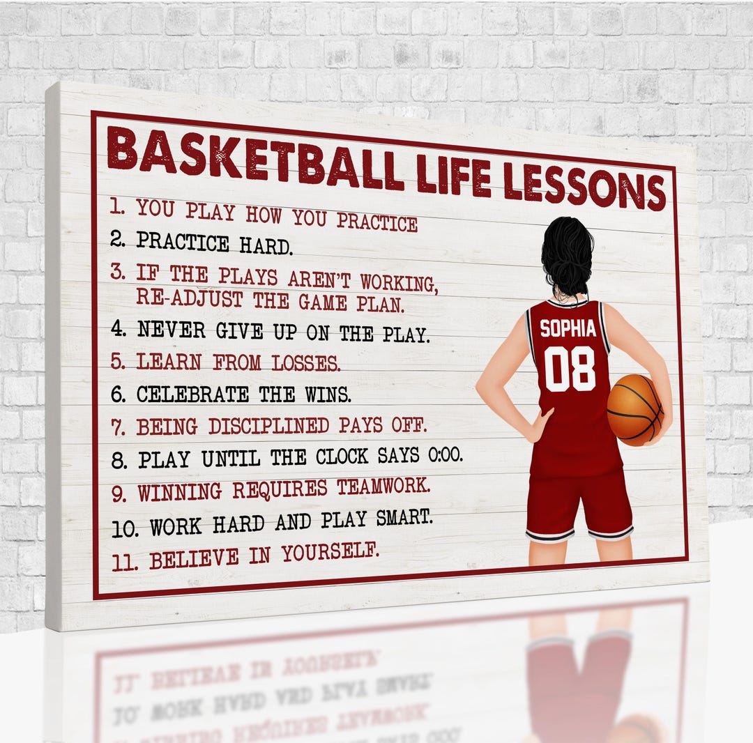 Basketball Life Lessons Canvas, Custom Canvas, Basketball Poster Print