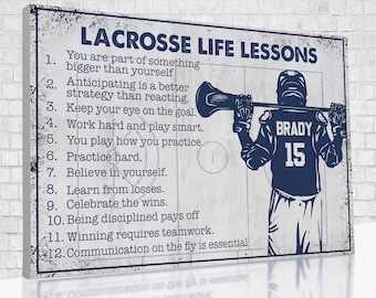 Lacrosse Life Lessons Canvas, Custom Lacrosse Poster, Sport Wall Art, Gift Ideas For Lacrosse Player.