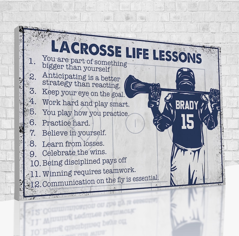 Lacrosse Life Lessons Canvas, Custom Lacrosse Poster, Sport Wall Art, Gift Ideas For Lacrosse Player. image 1