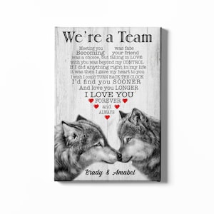 Custom Name, Wolf Wall Art, We're a Team Poster, Gifts For Husband, Gifts For Wife, Couple Gifts, Wolf Lover