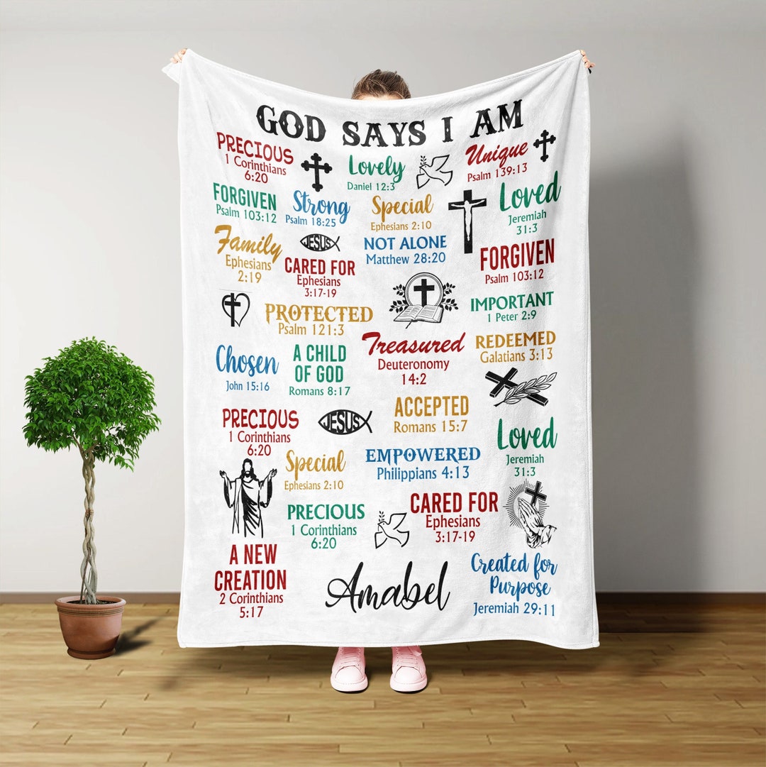 God Say I Am, Custom Name, Personalized Blanket, Inspiration Quote Blanket, Positive, Easter ...