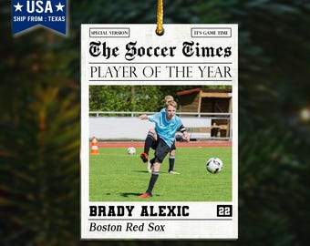 Personalized Soccer Ornament, Soccer Gifts For Boys, Girls, Soccer Team Gifts, Cool Gifts For Soccer Lovers, Xmas Tree Decoration
