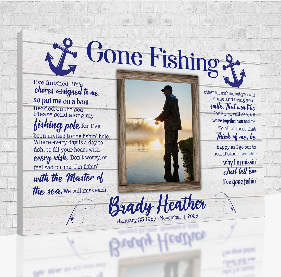 Personalized Photo Canvas, Gone Fishing Poster, Fishing Lover Gifts ...