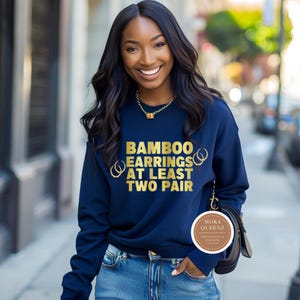 Bamboo Earrings Hip Hop Sweatshirt: 80s Retro Streetwear