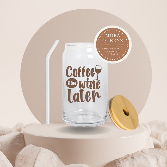 Iced Coffee Cup Glass Can Soda Cup With Lid and Straw Glass Etsy