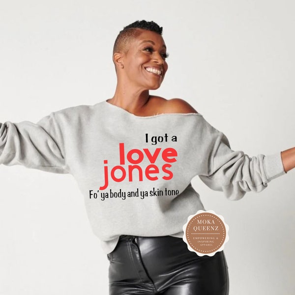 Love Jones Off The Shoulder Sweatshirt 90's Hip Hop Shirt