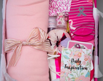 Breast Cancer Care Package, Chemo Gift Set, Blanket, Socks, Headwear