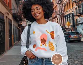 Afrocentric Black Woman Sweatshirt, Melanin Queen Art, Empowerment Crewneck