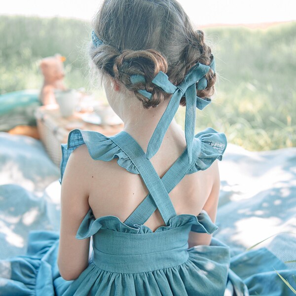 Analogie Daisy Floral Dress - Dusty Blue