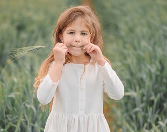 linen flower girl dress in different colors and sizes