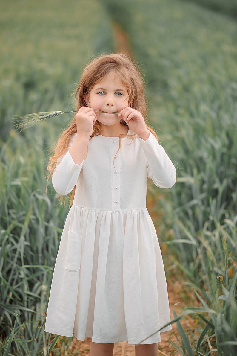 linen flower girl dress in different colors and sizes image 1