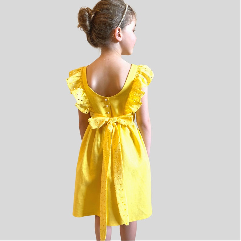 Yellow Flower Girl Dress Baby Linen Dress Etsy