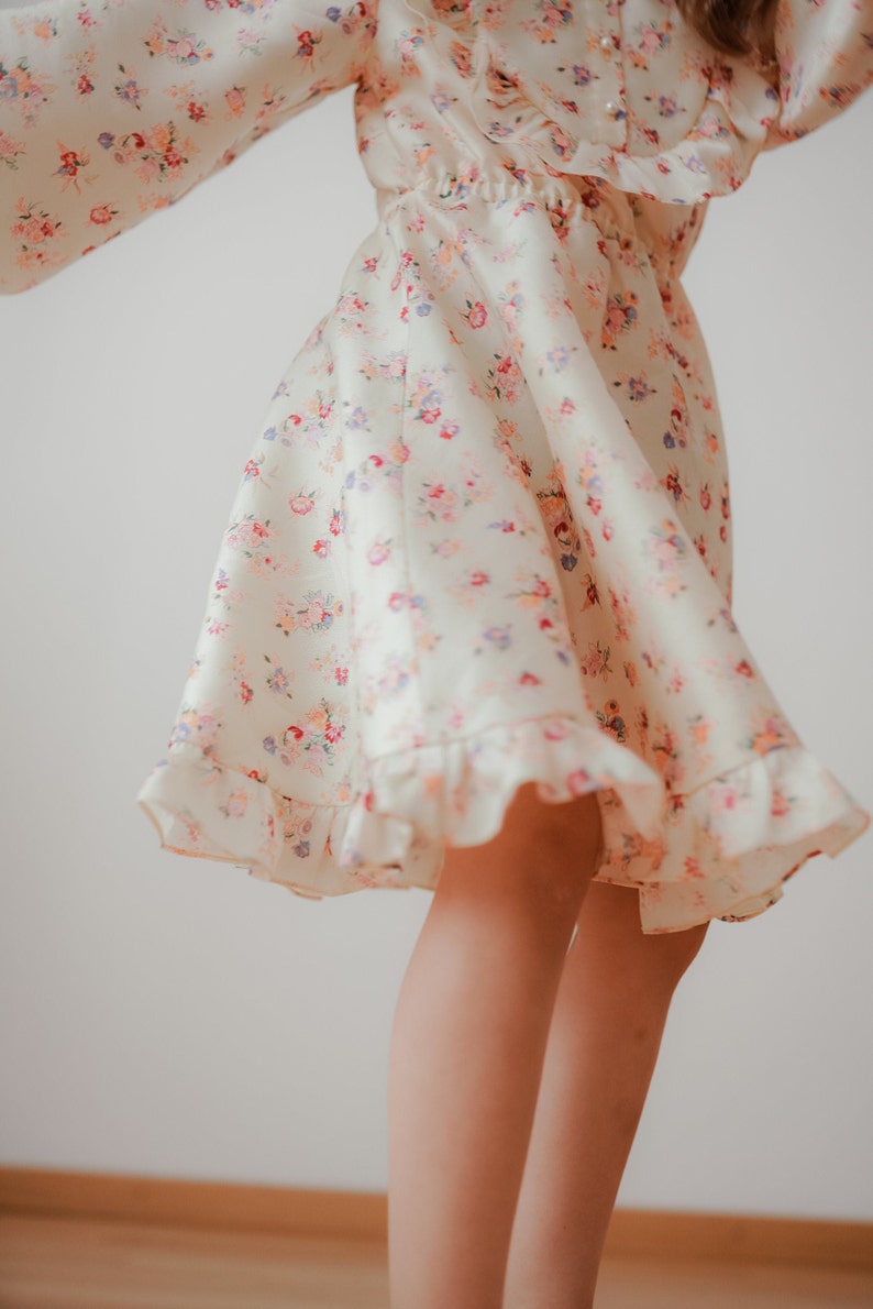 chiffon flower girl dress long sleeve linen dress image 6