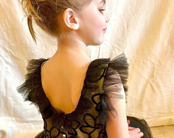 Black flower girl dress