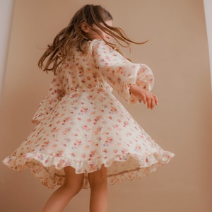 chiffon flower girl dress long sleeve linen dress image 2