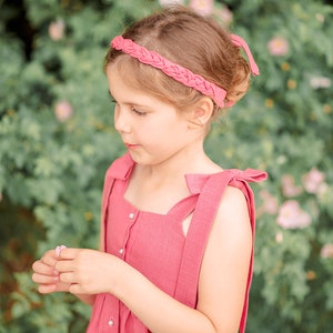 Christmas headband, bridal headband, twisted boho headband pink (linen)