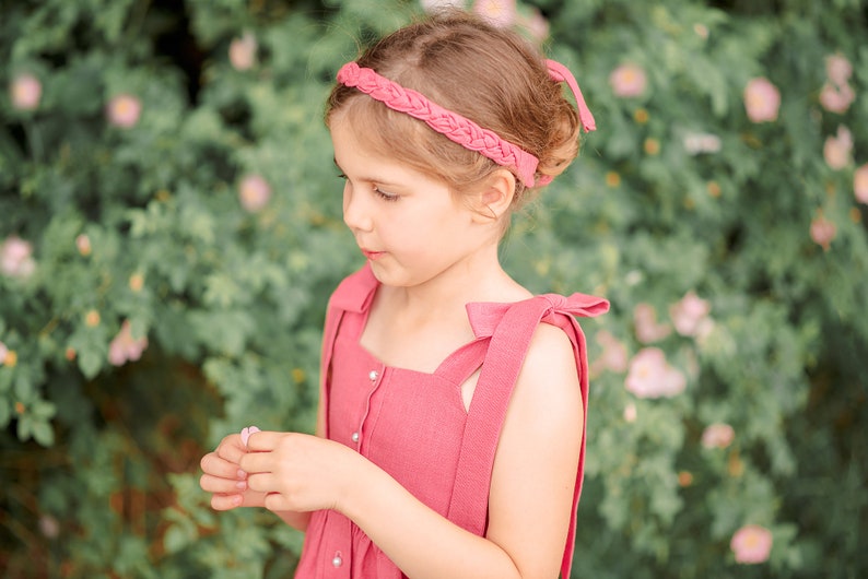 Christmas headband, bridal headband, twisted boho headband pink (linen)