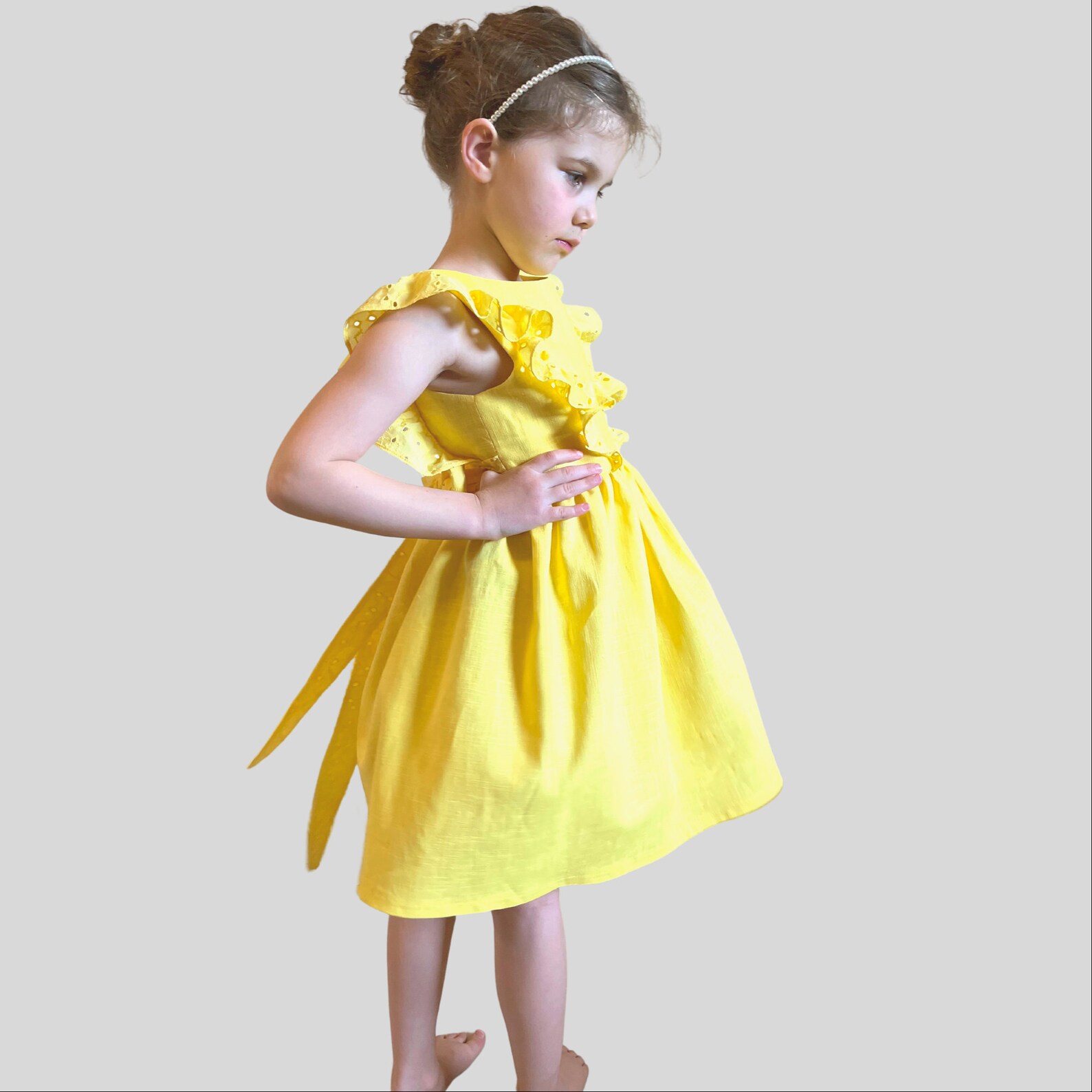 Yellow Flower Girl Dress Baby Linen Dress Etsy