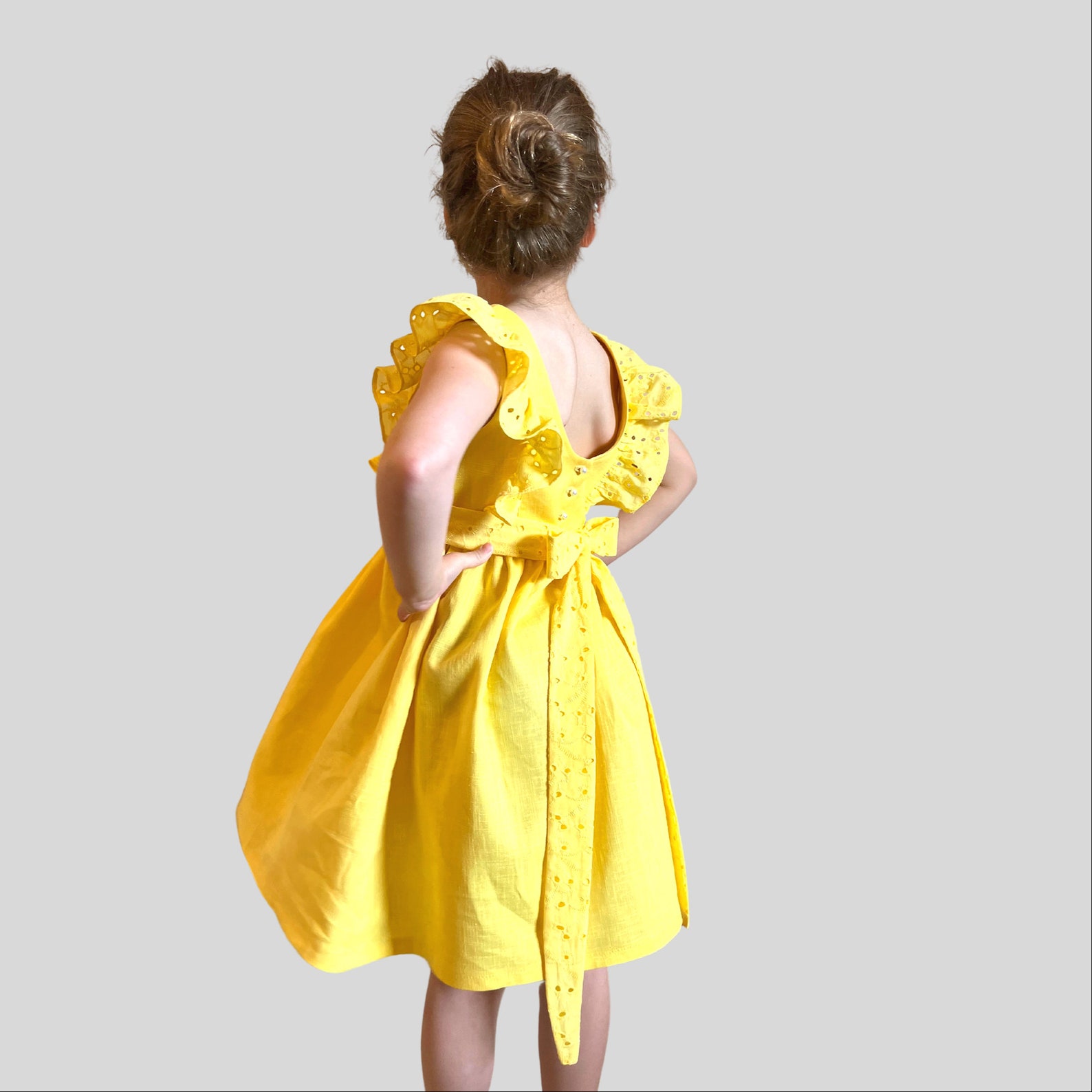 Yellow Flower Girl Dress Baby Linen Dress Etsy