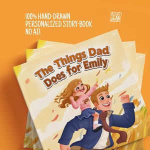 Personalisiertes Papabuch, benutzerdefiniertes Geschichtenbuch für Papa, Geschenk des ersten Vatertags vom Kind, handgezeichnetes Geburtstagsgeschenk für ihn, neues Papageschenk Bild 1