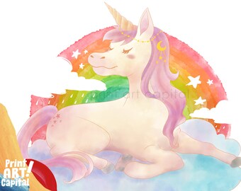 Unicorn Clipart PNG | Rainbow Birthday Design (Commercial Use)