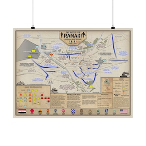 Schlacht von Ramadi 2006-2007 - Landkarte - Mattes Papierdruck