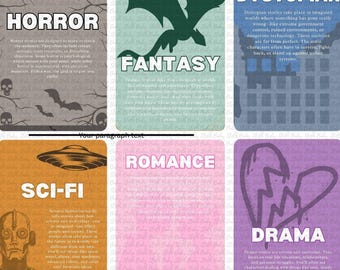 Literary Genre Classroom Posters: Colorful English Digital Design (PNG & JPG Downloadable Prints)