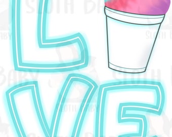 Love Summer Sno Cone Sublimation Digital Design PNG