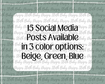 Social Media Engagement Posts: Beige, Green, Blue (PNG Digital Download)