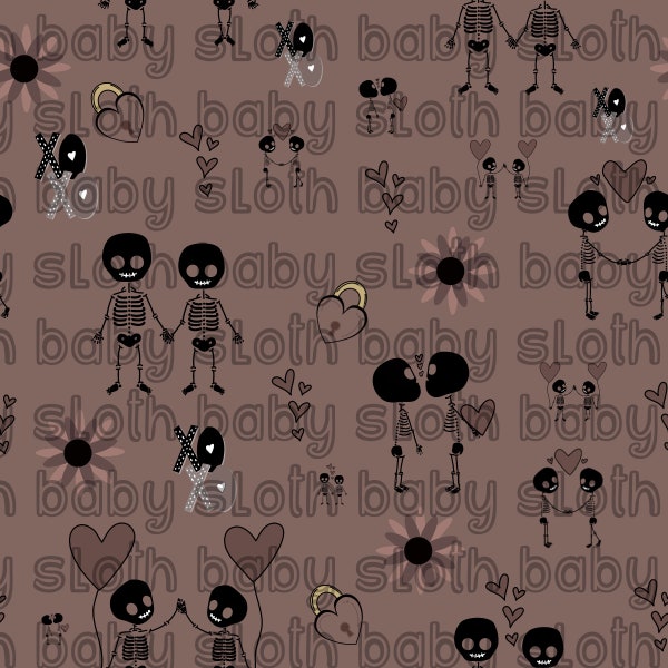 Seamless Valentine’s Day Pattern Sublimation Design PNG - love skeletons locks edgy balloons