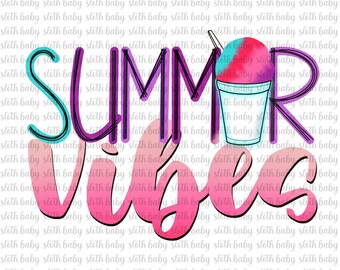 Summer Vibes Neon Sno Cone Sublimation Digital Design PNG