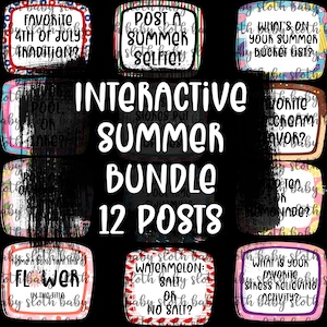 Summer Themed Social Media Group Interactive Engagement Posts Digital Download PNG